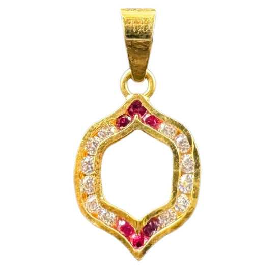 NJ Arts 18ct Gold Ruby Elegance Swarovski Pendant 22kt Swarovski Yellow Gold Pendant - NJ Arts
