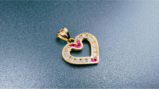 NJ Arts Amora Sparkle Heart Pendant 18kt Swarovski Yellow Gold Pendant