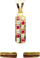 NJ Arts Yellow Gold 18ct real gold Luxe Spark Gold Pendant & Earrings Set 18kt Swarovski Earring & Pendant Set