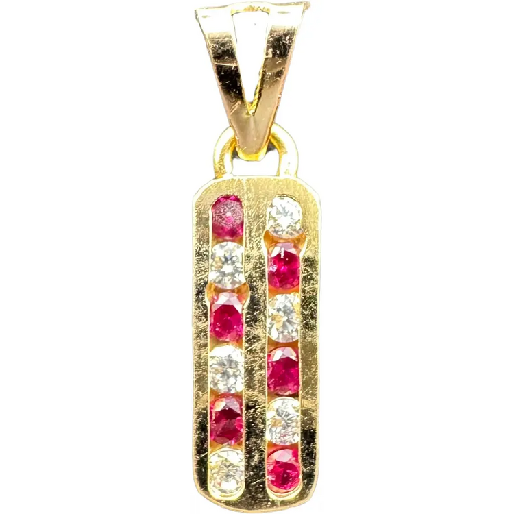 NJ Arts 18ct Gold Swarovski Crystal Bar Pendant 18kt Swarovski Yellow Gold Pendant - NJ Arts
