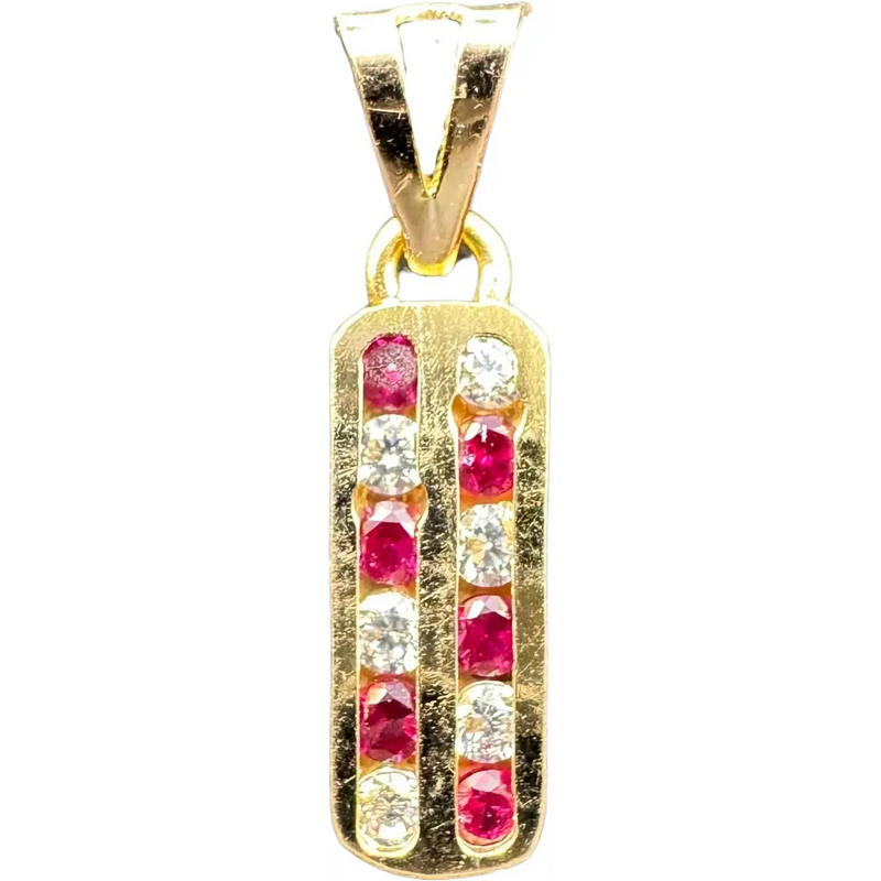 NJ Arts 18ct Gold Swarovski Crystal Bar Pendant 18kt Swarovski Yellow Gold Pendant - NJ Arts