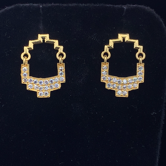 Geometric Gold & AD Stone Studs