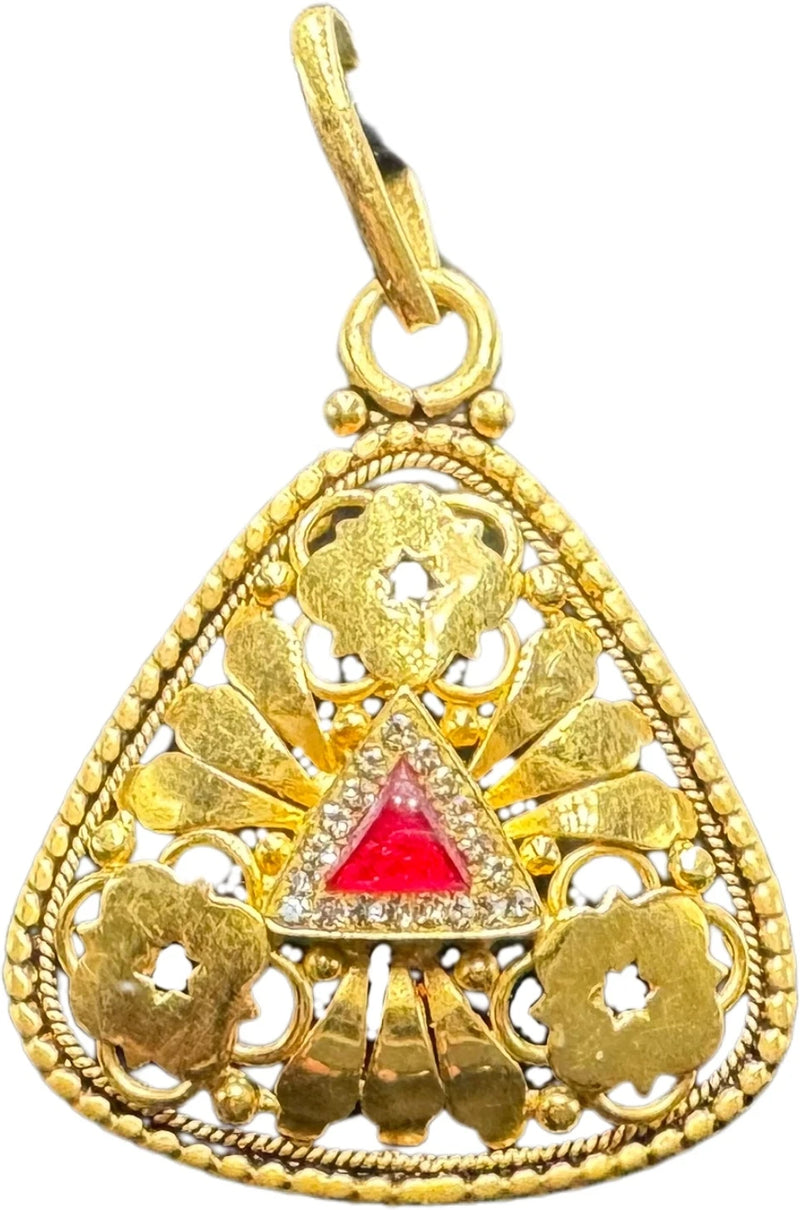 NJ Arts Trinity Radiance Pendant 22kt Yellow Gold Pendant