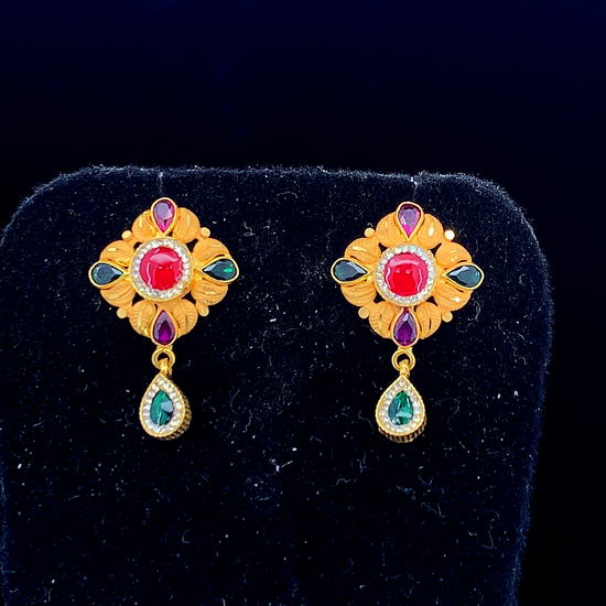 Antique Ethnic Studs with Red Center Stone