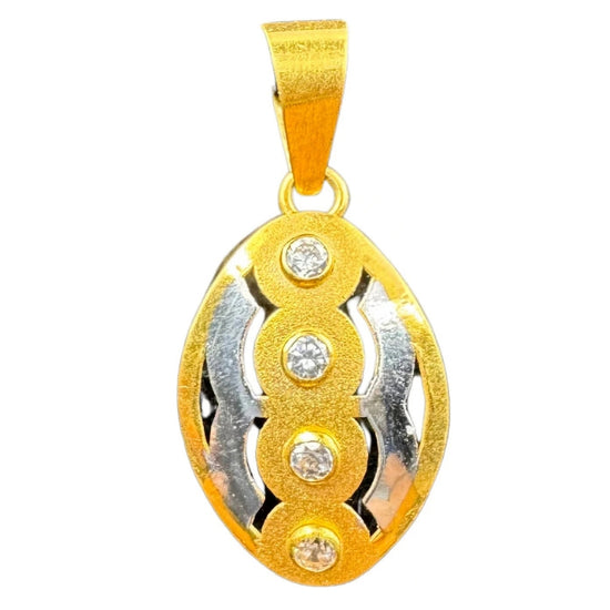 NJ Arts 22ct Gold Oval Radiance Swarovski Pendant 22kt Swarovski Yellow Gold Pendant - NJ Arts