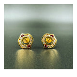 NJ Arts 18ct gold HexaGlow Ruby Diamond Gold Earrings Yellow Gold 18kt Swarovski Stud Earring