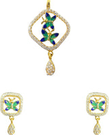 NJ Arts Yellow Gold Butterfly Bloom Charm Set 22kt NA Earring & Necklace Set