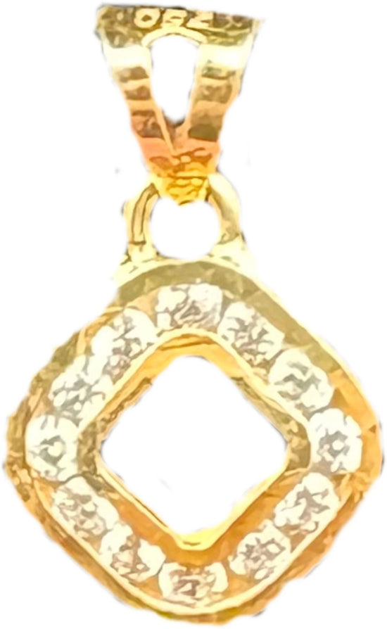 NJ Arts 18ct Gold Diamond Shape Swarovski Pendant 22kt Swarovski Yellow Gold Pendant - NJ Arts
