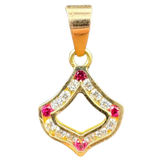NJ Arts 18ct Gold Radiant Ruby Swarovski Pendant 22kt Swarovski Yellow Gold Pendant - NJ Arts