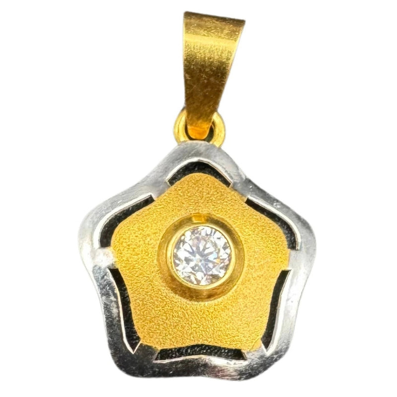 NJ Arts 22ct Gold Star Bloom Swarovski Pendant 22kt Swarovski Yellow Gold Pendant - NJ Arts