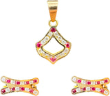 NJ Arts Yellow Gold 18ct real gold Ruby Elegance Gold Pendant & Earrings Set 18kt Swarovski Earring & Pendant Set