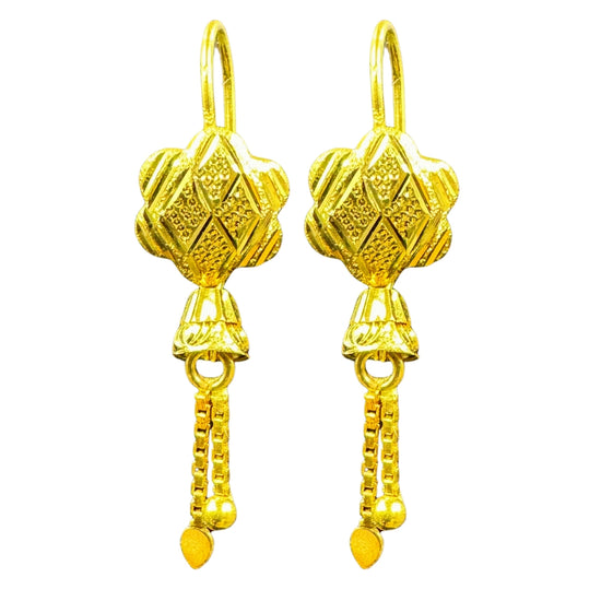 NJ Arts Traditional Gold Plated Drop Dangle Earrings Yellow Gold 18kt Drop Earring