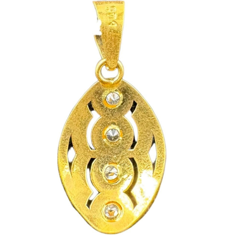 NJ Arts 22ct Gold Oval Radiance Swarovski Pendant 22kt Swarovski Yellow Gold Pendant - NJ Arts