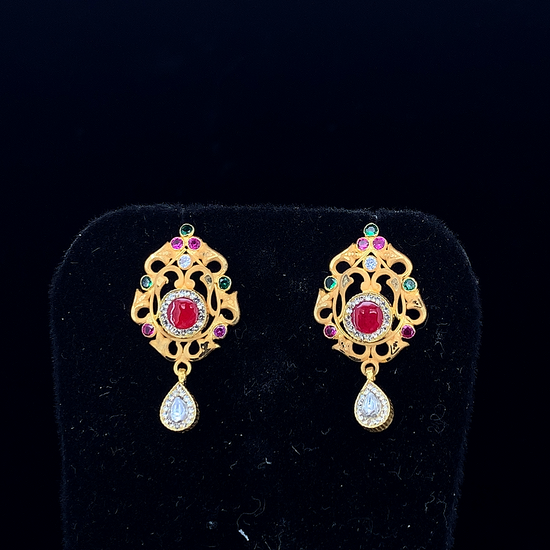 Kempu Stone Floral Earrings