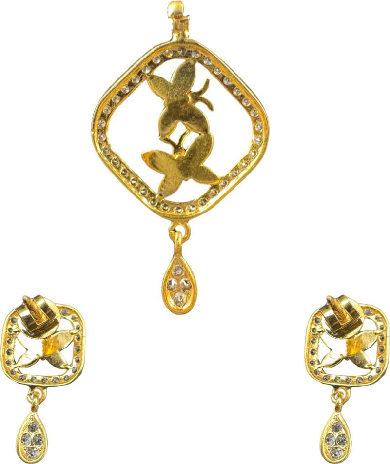 NJ Arts Yellow Gold Butterfly Bloom Charm Set 22kt NA Earring & Necklace Set