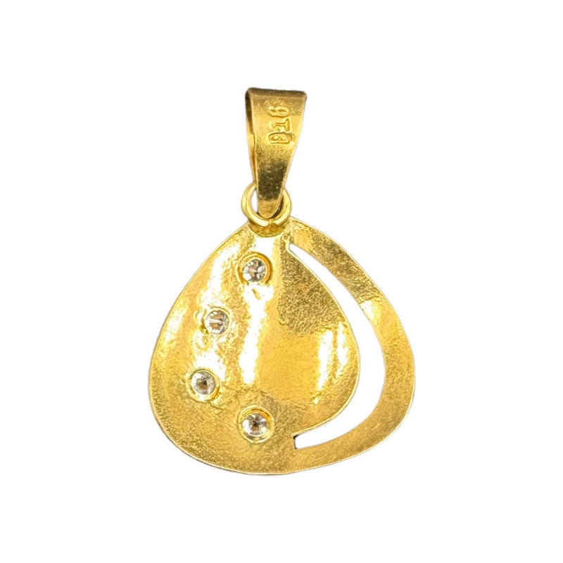 NJ Arts 22ct Gold Teardrop Elegance Swarovski Pendant 22kt Swarovski Yellow Gold Pendant - NJ Arts