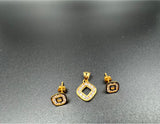 NJ Arts Yellow Gold 18ct real gold Diamond-Shaped Radiance Gold Pendant & Earrings Set 18kt Swarovski Earring & Pendant Set