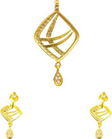 NJ Arts Yellow Gold Eleganza Radiant Curve Set 22kt NA Earring & Pendant Set