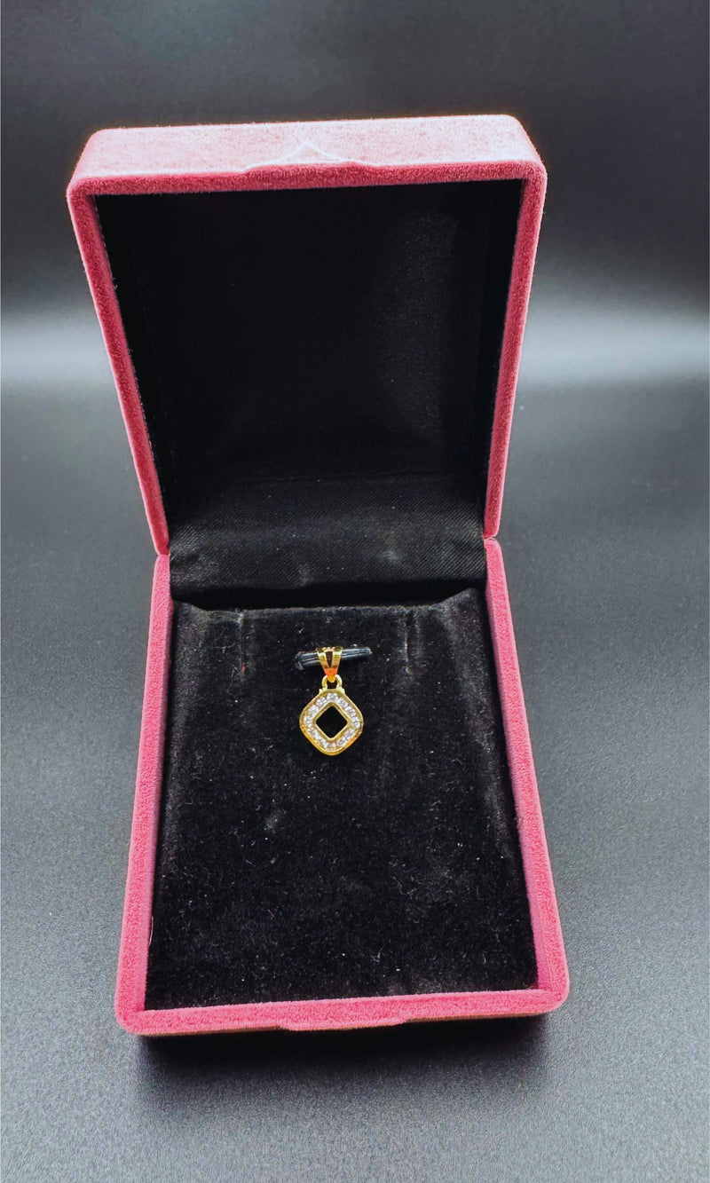 NJ Arts 18ct Gold Diamond Shape Swarovski Pendant 22kt Swarovski Yellow Gold Pendant - NJ Arts