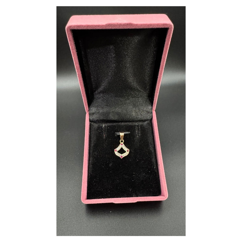 NJ Arts 18ct Gold Radiant Ruby Swarovski Pendant 22kt Swarovski Yellow Gold Pendant - NJ Arts