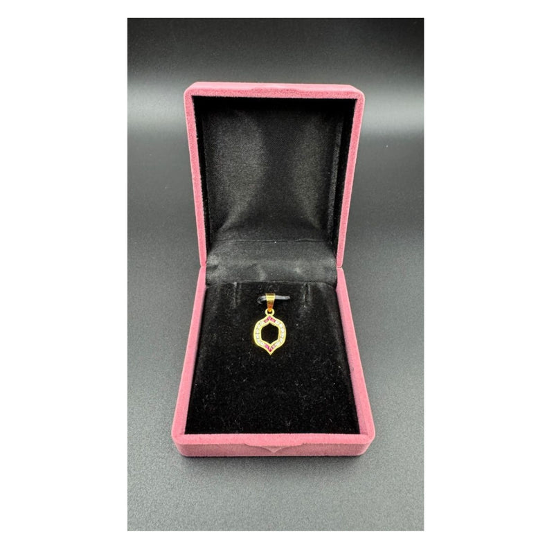 NJ Arts 18ct Gold Ruby Elegance Swarovski Pendant 22kt Swarovski Yellow Gold Pendant - NJ Arts