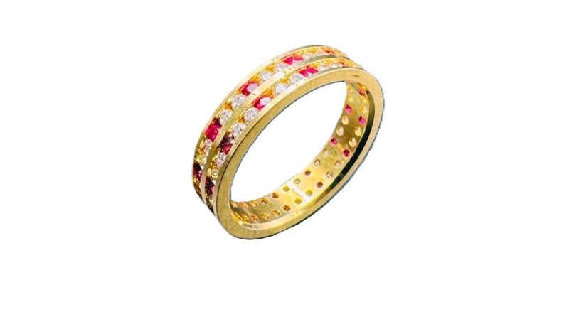 NJ Arts Trinity Radiance Gemstone Band 18kt Yellow Gold ring