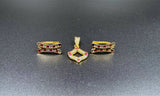 NJ Arts Yellow Gold 18ct real gold Ruby Elegance Gold Pendant & Earrings Set 18kt Swarovski Earring & Pendant Set