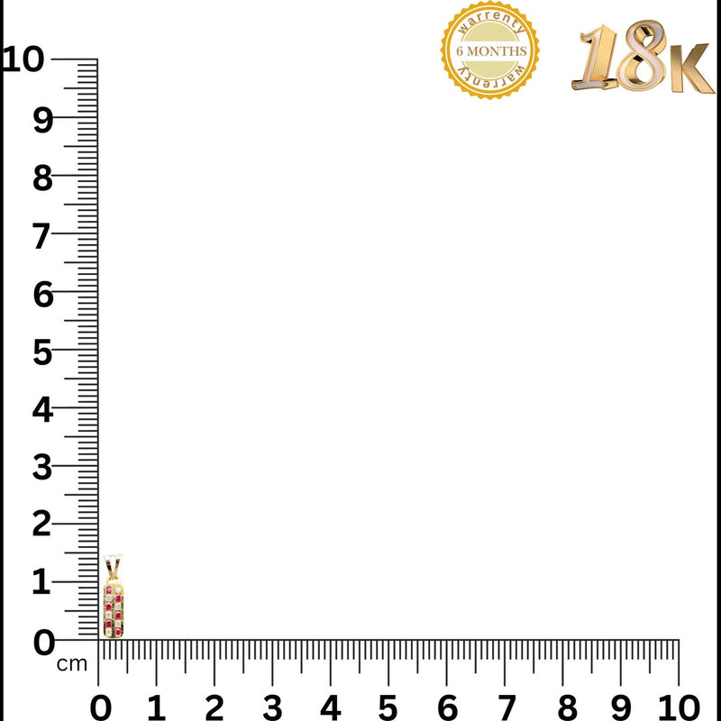 NJ Arts 18ct Gold Swarovski Crystal Bar Pendant 18kt Swarovski Yellow Gold Pendant - NJ Arts