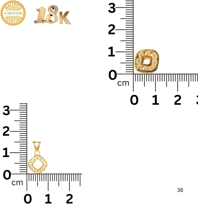 NJ Arts Yellow Gold 18ct real gold Diamond-Shaped Radiance Gold Pendant & Earrings Set 18kt Swarovski Earring & Pendant Set