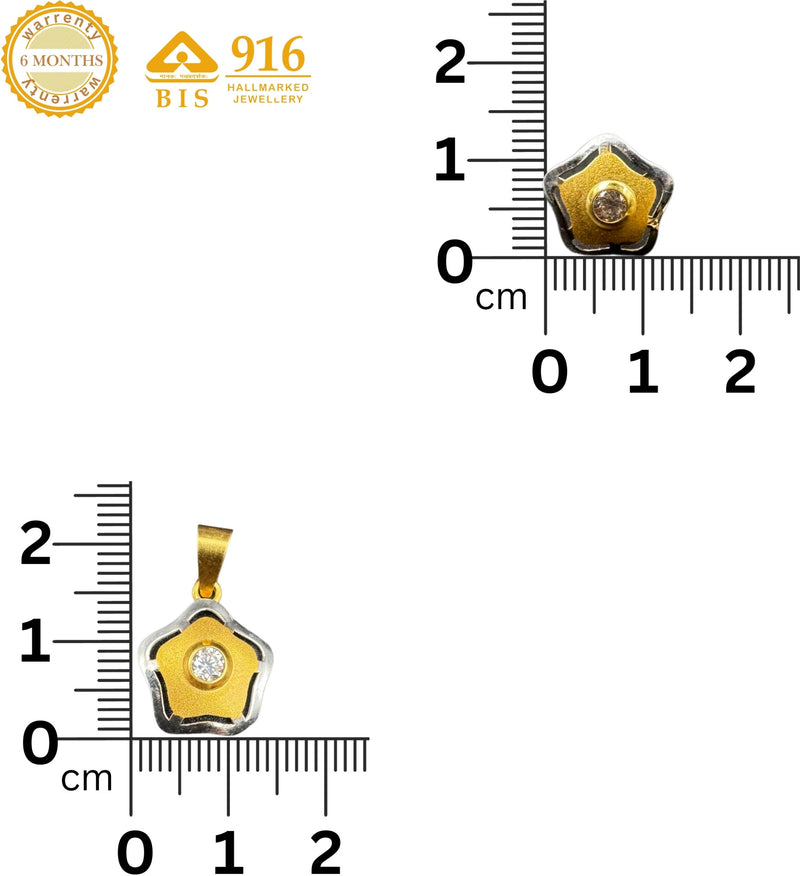 NJ Arts Yellow Gold 24ct real gold Star Blossom Gold Pendant & Earrings Set 22kt Swarovski Earring & Pendant Set