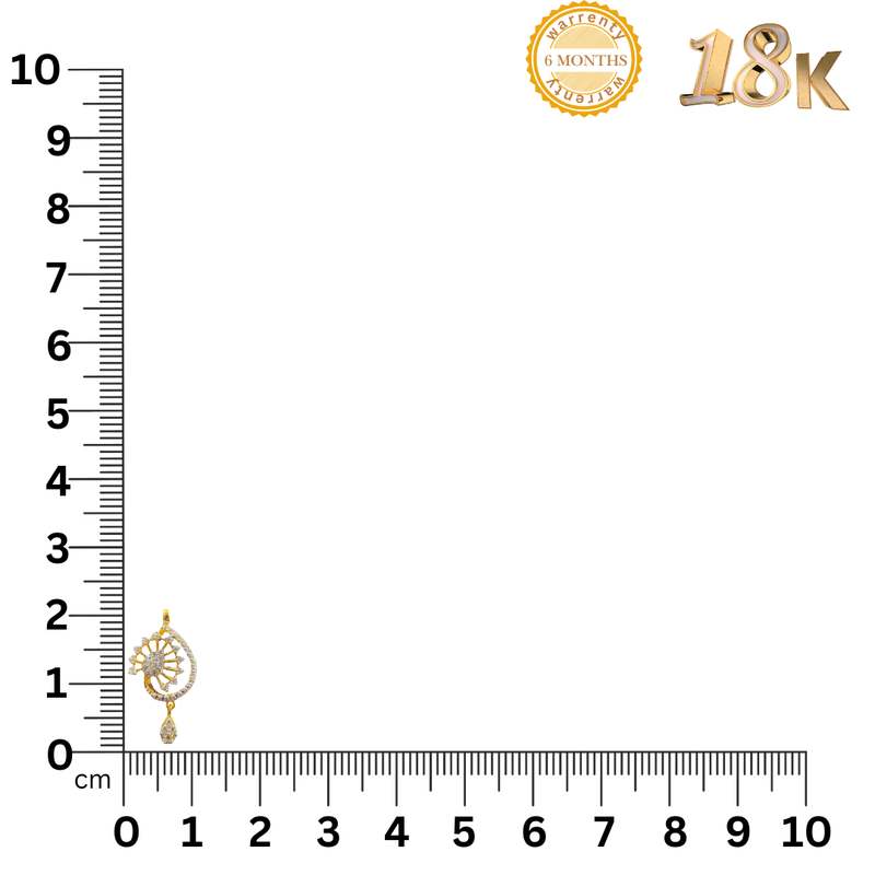 NJ Arts Sunflare Elegance Pendant 22kt Swarovski Yellow Gold Pendant