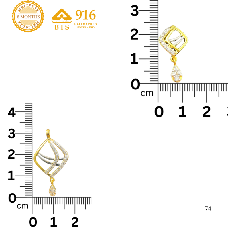 NJ Arts Yellow Gold Eleganza Radiant Curve Set 22kt NA Earring & Pendant Set