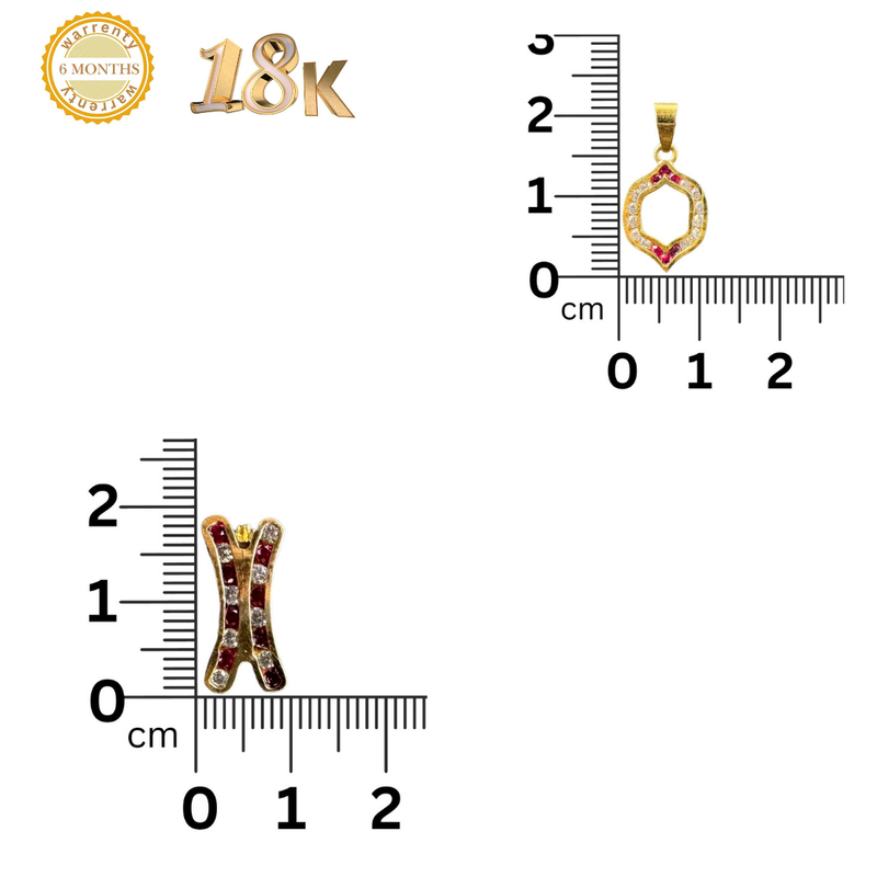 NJ Arts Yellow Gold 18ct real gold Ruby Elegance Gold Pendant & Earrings Set 18kt Swarovski Earring & Pendant Set