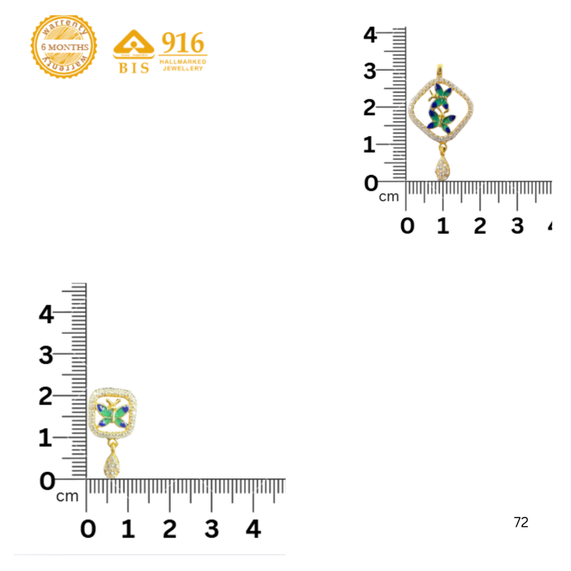 NJ Arts Yellow Gold Butterfly Bloom Charm Set 22kt NA Earring & Necklace Set