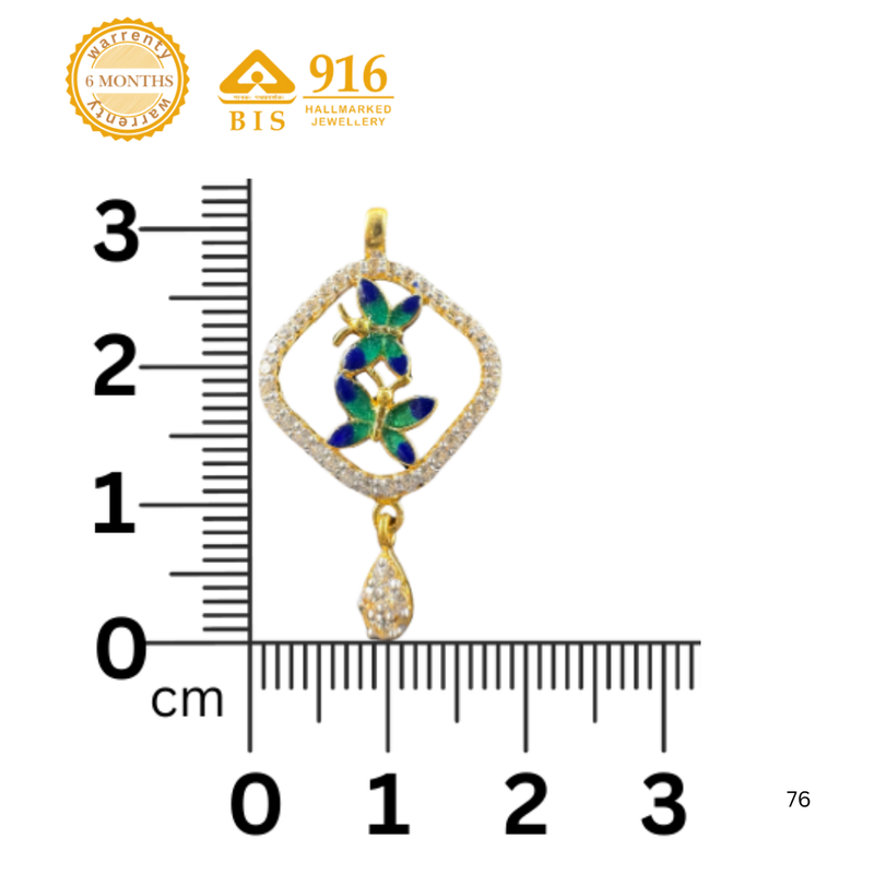 NJ Arts Twilight Bloom Pendant 22kt Swarovski Yellow Gold Pendant