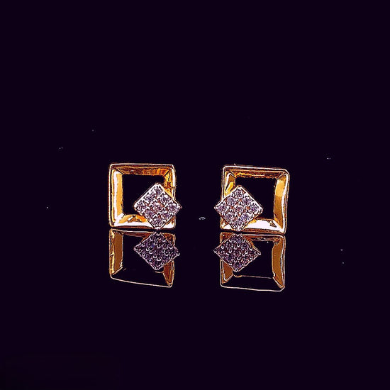 square earring with triangle diamond stud earrings