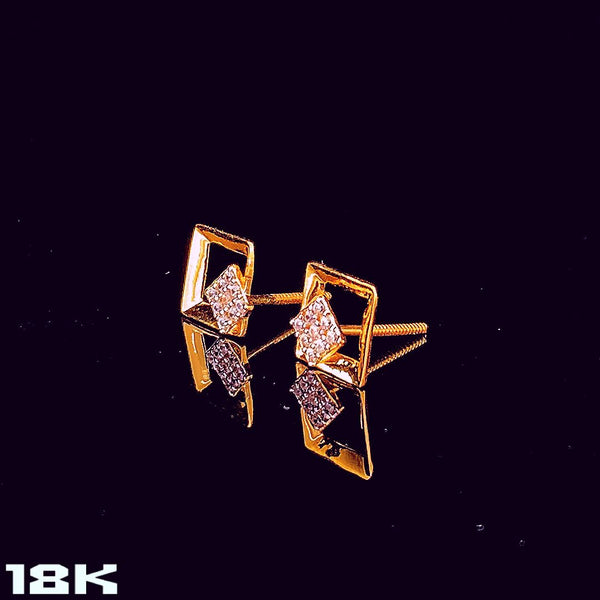 square earring with triangle diamond stud earrings