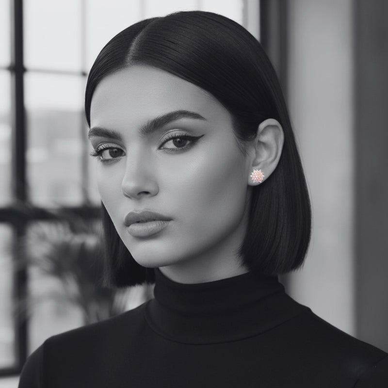 flower diamond stud earrings